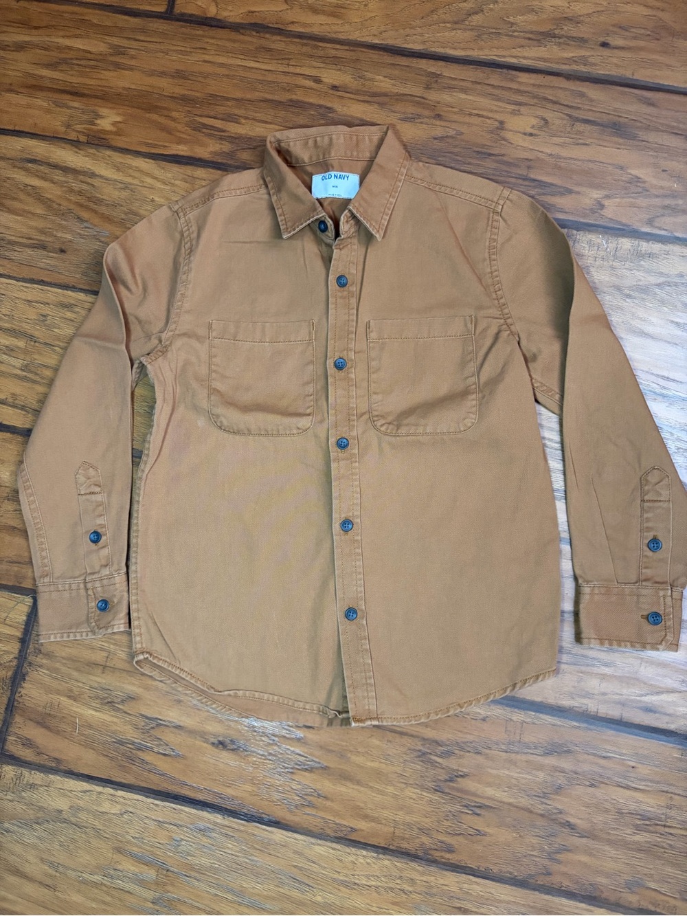 Old Navy Boy’s Caramel Brown Button-Down Utility Shirt Size 8